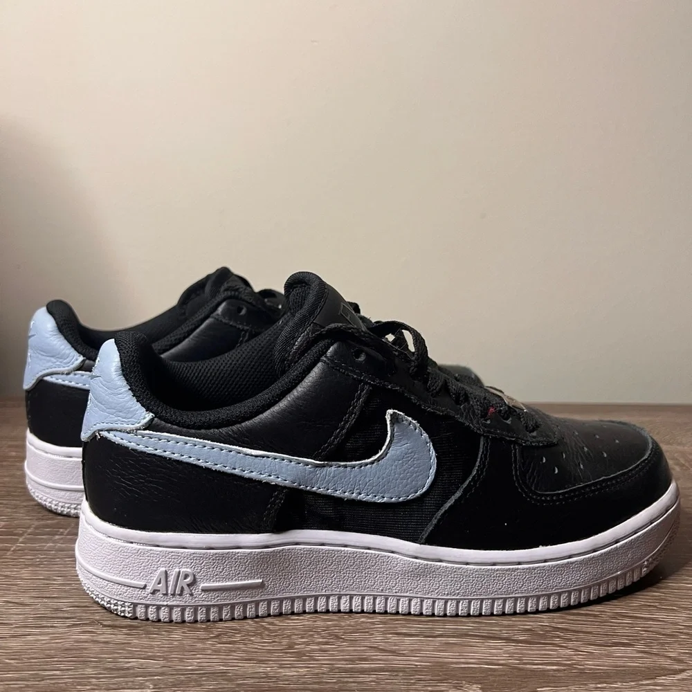Nike Air Force 1 FM Customized Black Light Blue and White Sneakers Very Clean